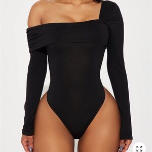 Fashion Nova Black One-Shoulder Bodysuit